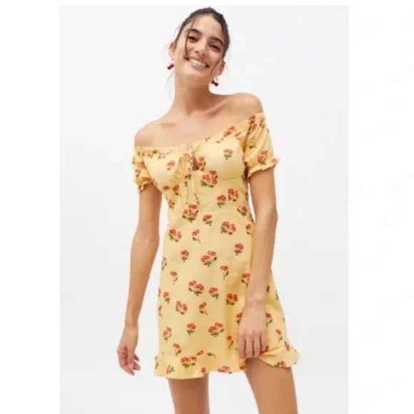 Urban Outfitters Dresses Urban Outfitters Yellow Cherry Mini Dress